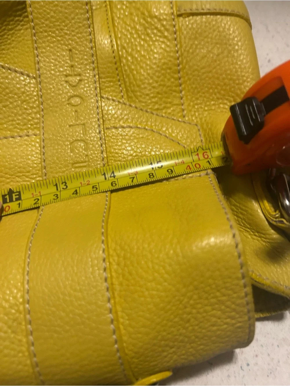 Pulicati Yellow Leather Satchel Handbag